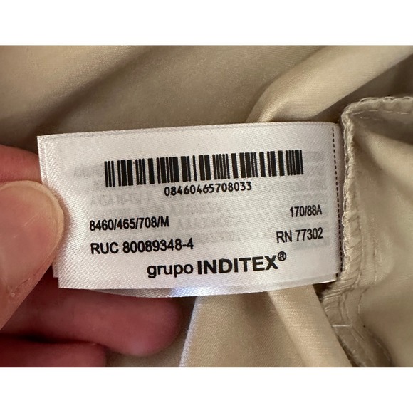 ZARA Beige Wrap Tie Long Sleeve Shirt Womens M Button Up Casual Office - Picture 5 of 7